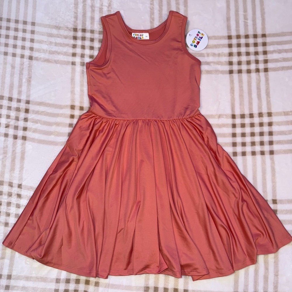 DotDotSmile Girls Skater Dress Coral Pink Sleeveless Twirl Dress Size 5/6 NEW